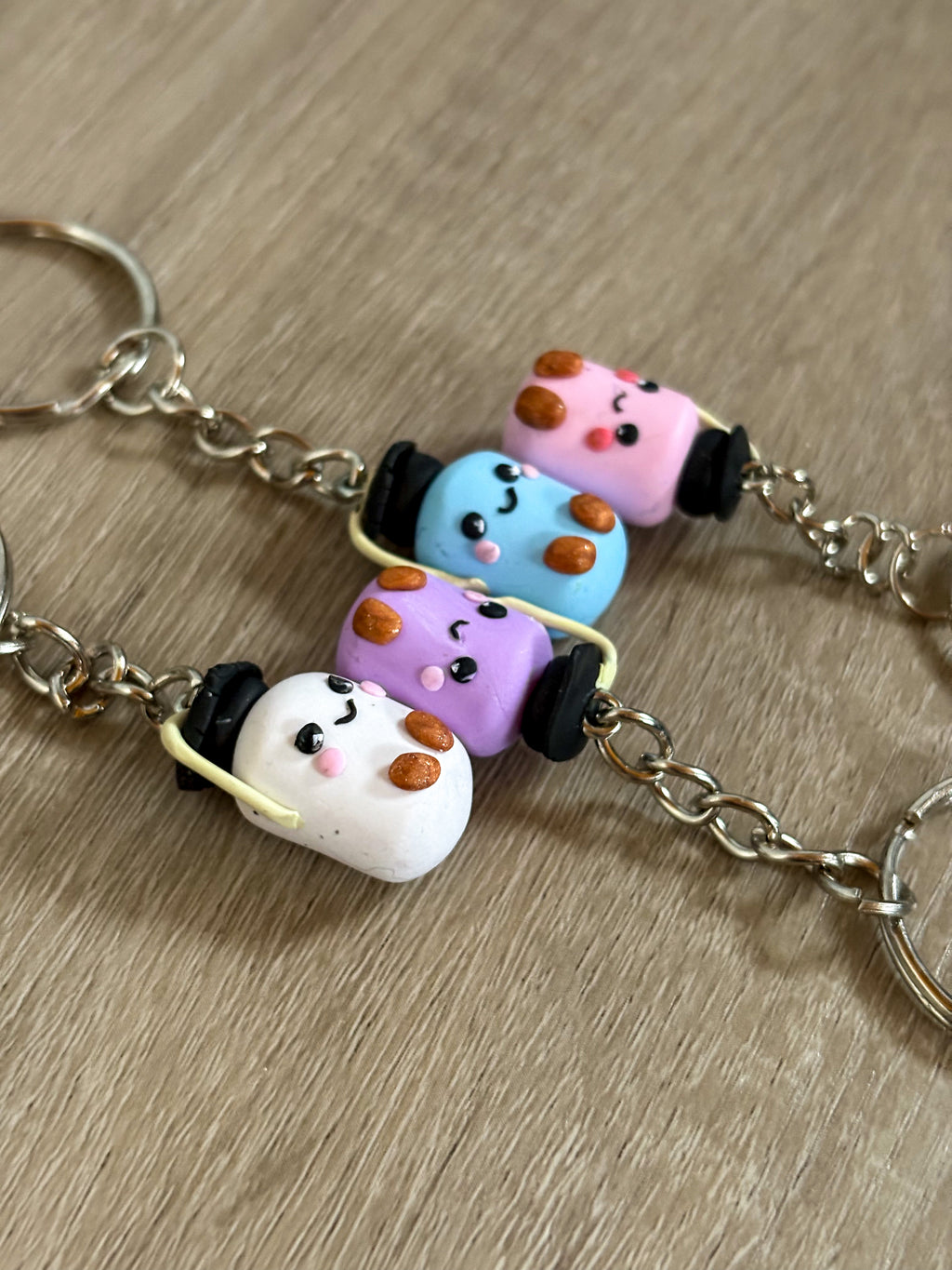 Blue jellycat inspired marshmallow non- resin keyring
