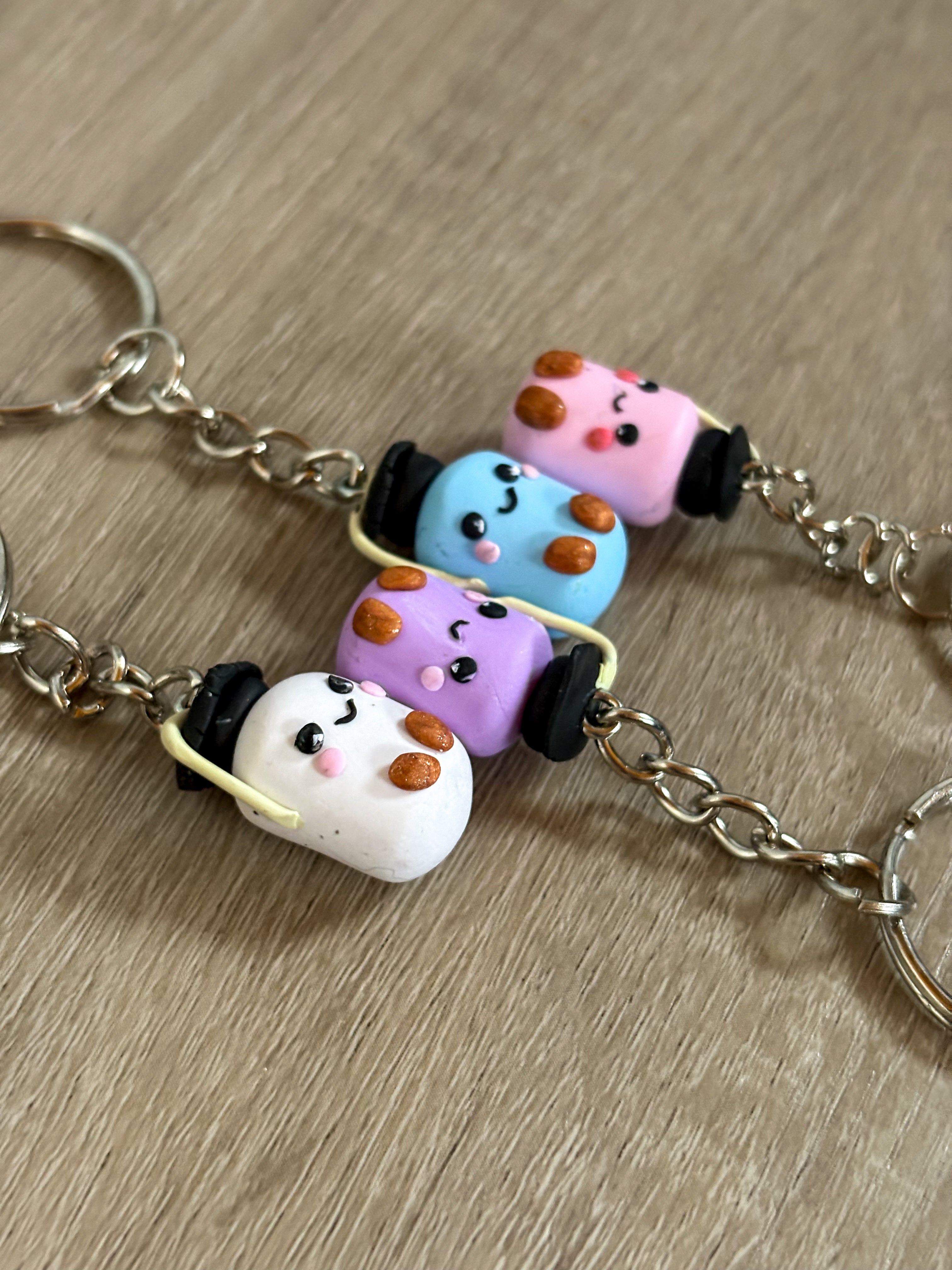 Blue jellycat inspired marshmallow non- resin keyring