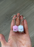 Jellycat inspired magnetic marshmallow  keyrings (pink & white)