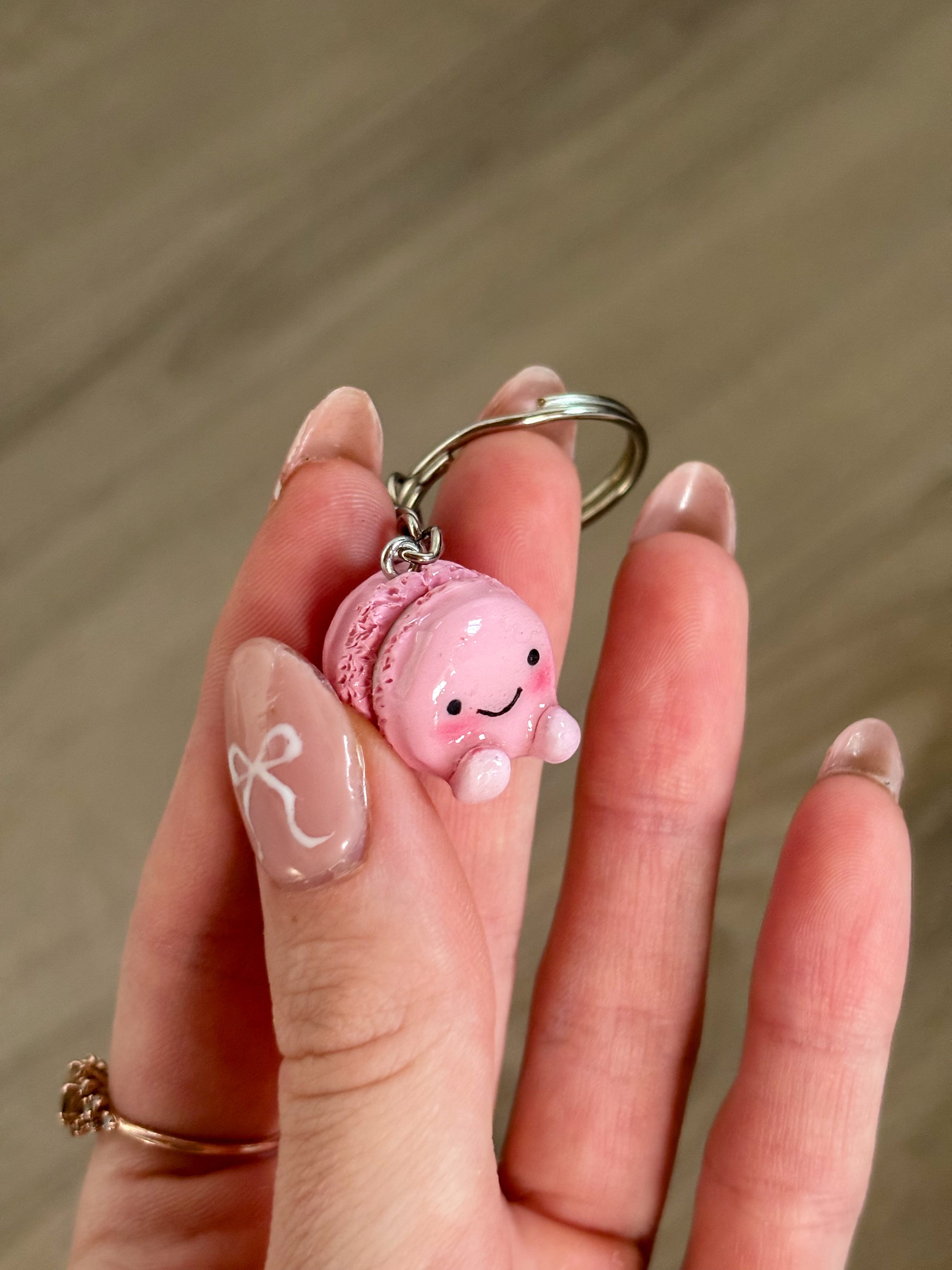 Strawberry macaron Jellycat inspired keyring