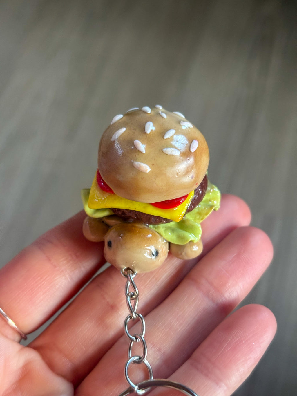 Hamburger turtle keychain