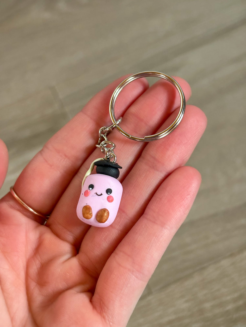 Pink grad jellycat inspired non- resin keyring