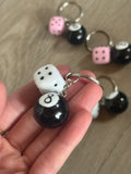 White dice 8Ball keychain