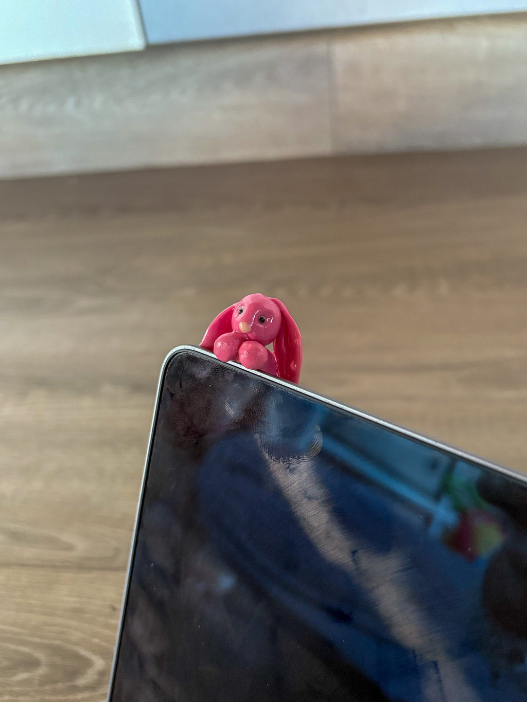 Jellycat inspired big pink bunny laptop charm