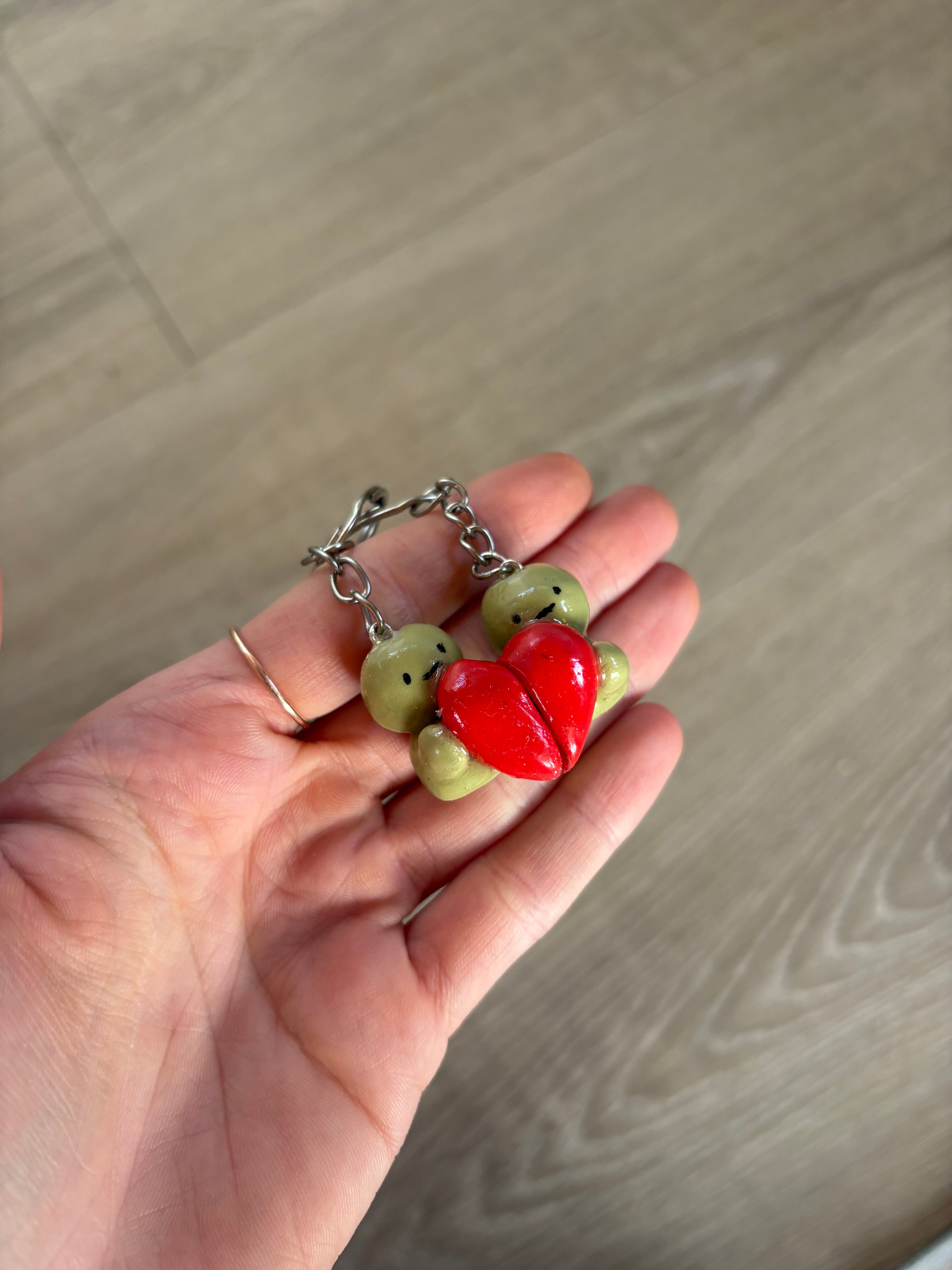 Smiski inspired magnetic love- heart keyrings