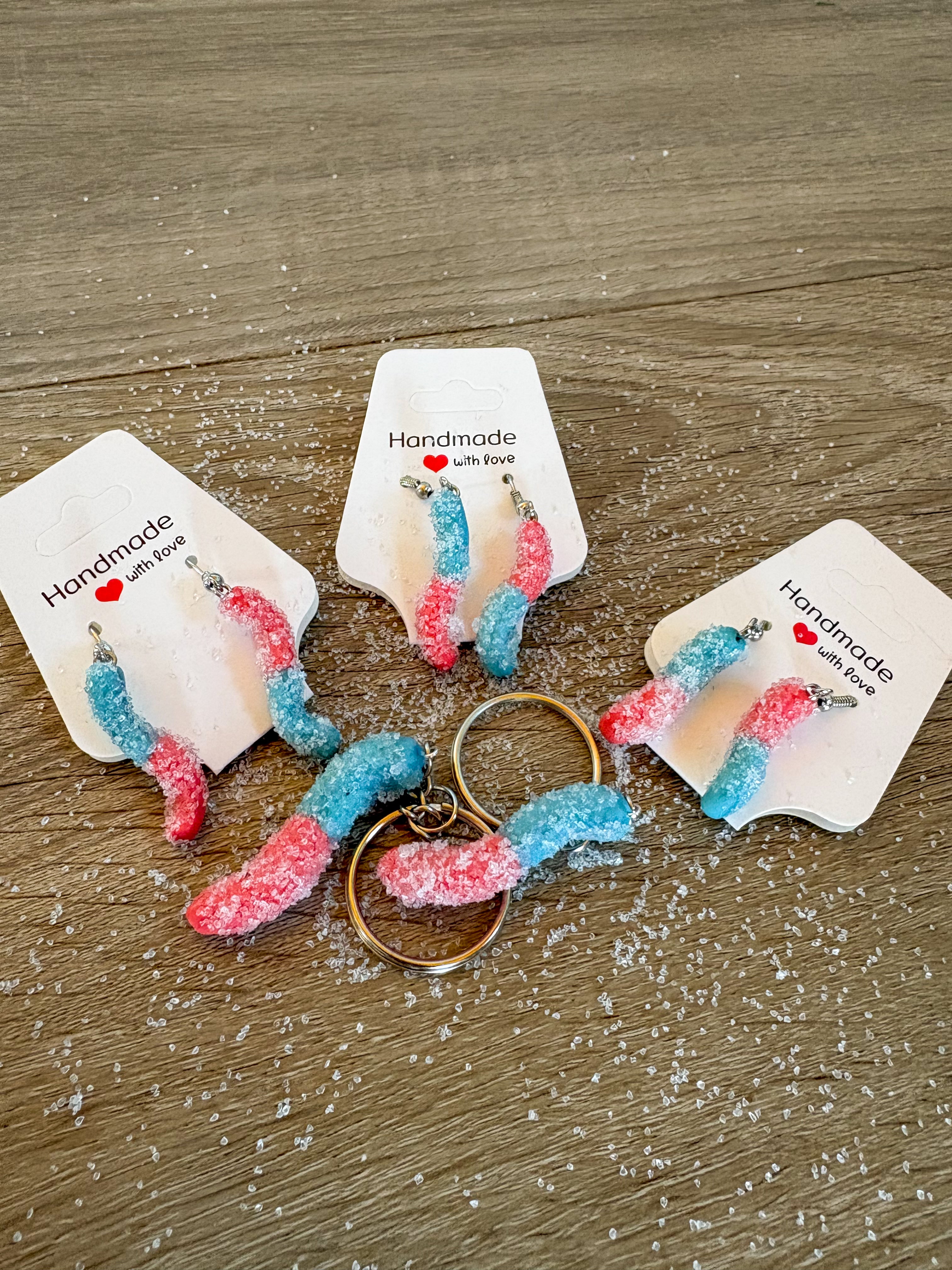 Sugar coated snake lolly earrings