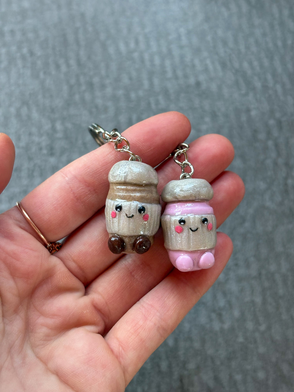 Brown take - away coffee Jellycat inspired keyring