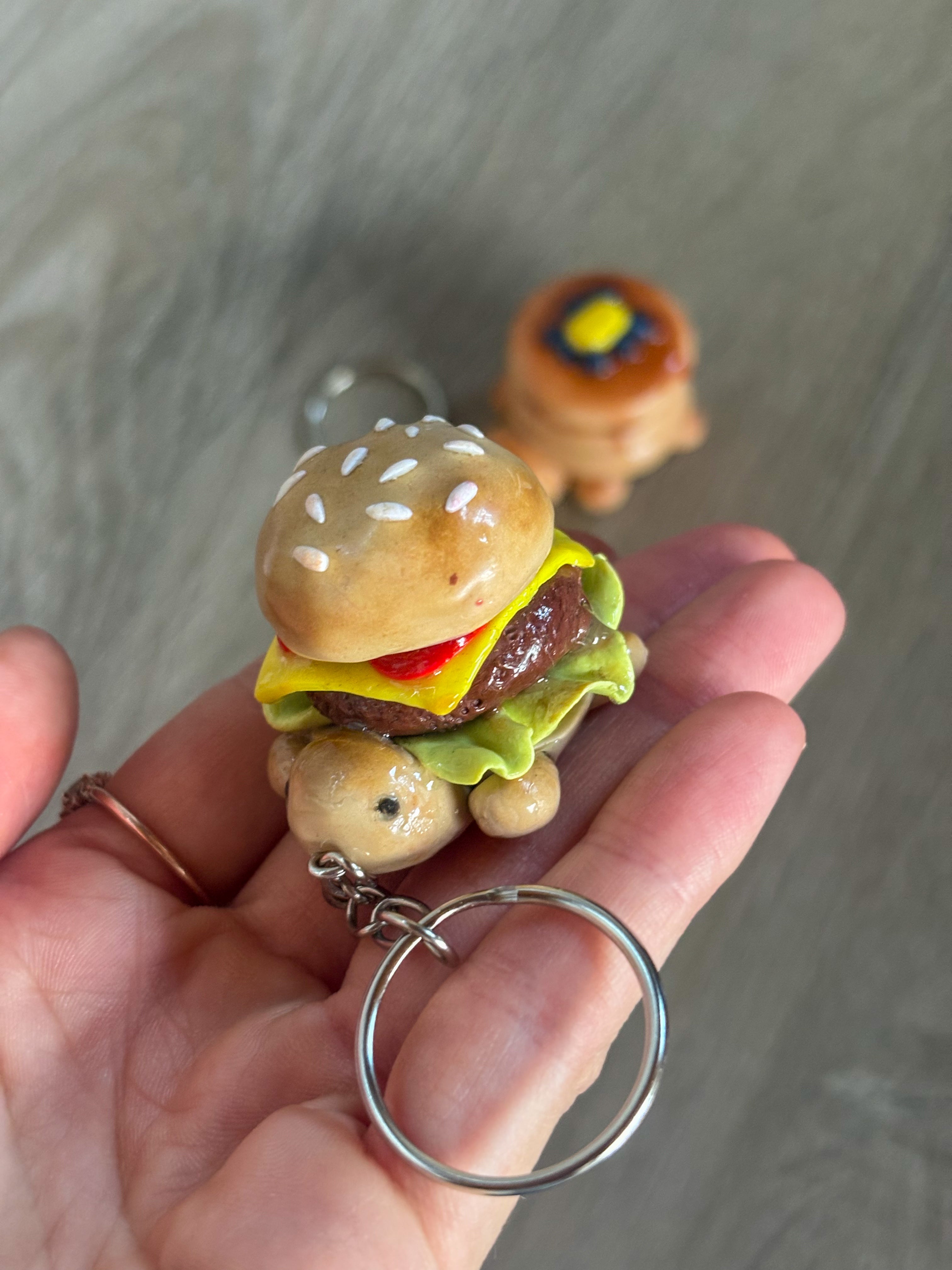 Hamburger turtle keychain