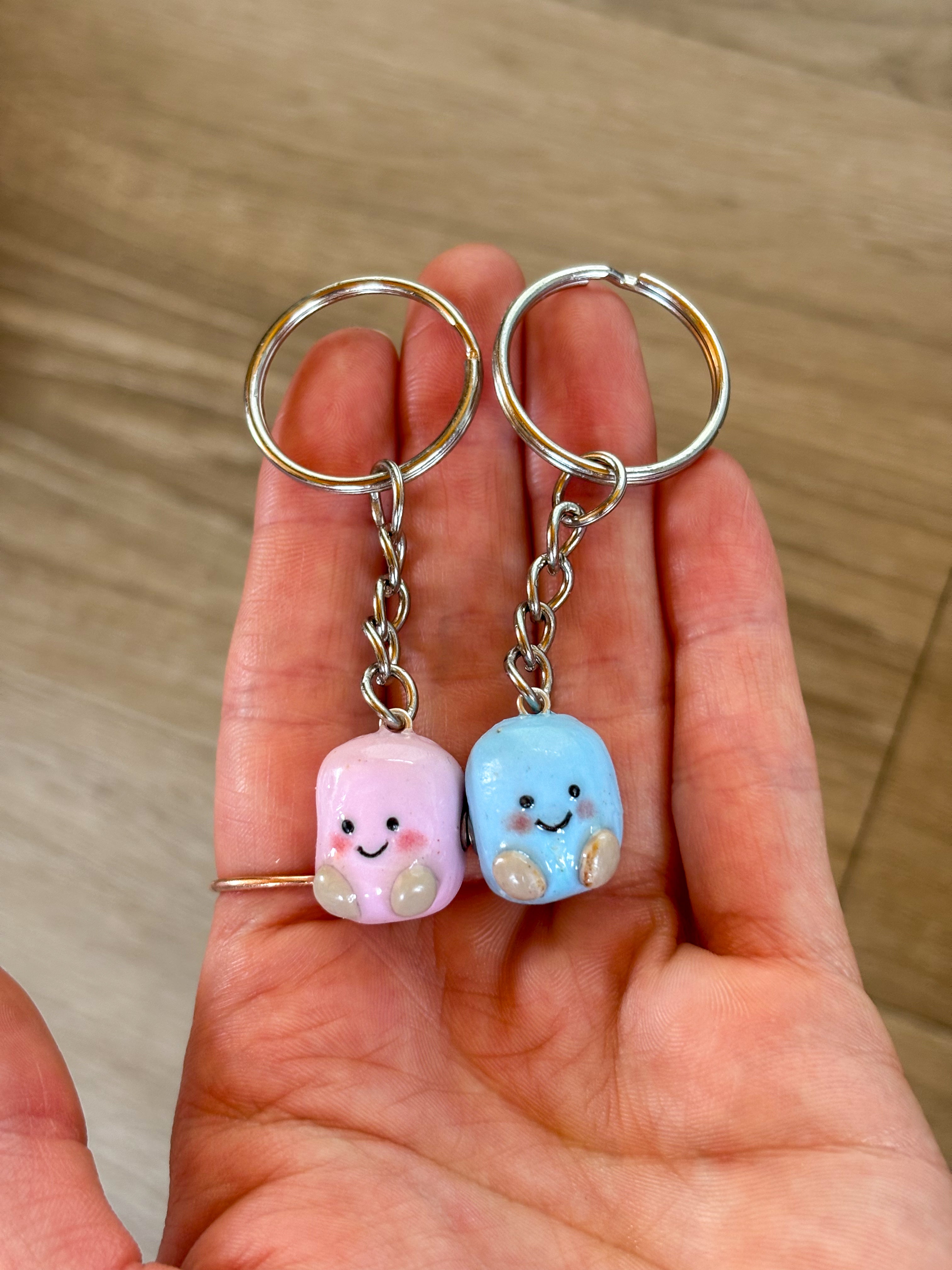 Jellycat inspired magnetic marshmallow keyrings (pink and blue)
