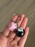 Pink dice 8Ball keychain