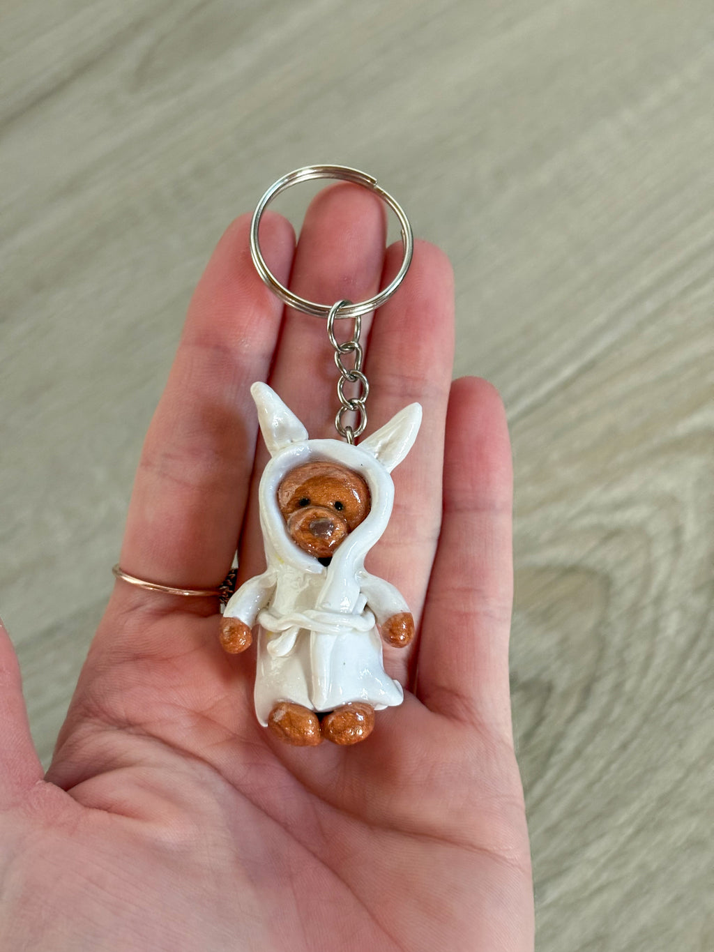 Bathrobe bear Jellycat inspired keyring