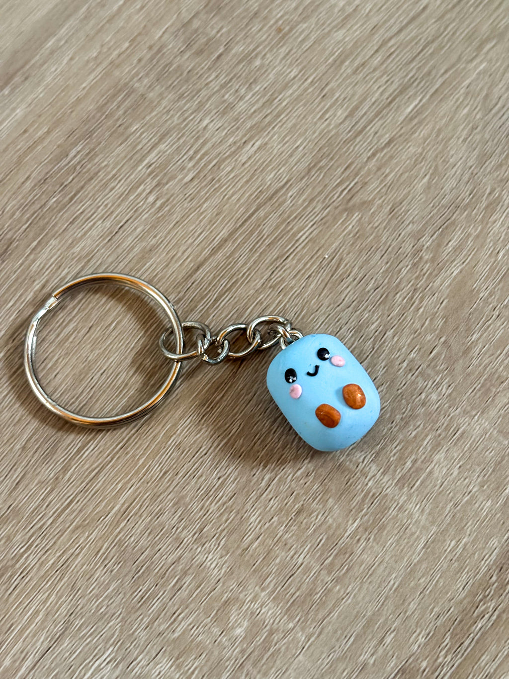 blue jellycat inspired non- resin marshmallow keyring