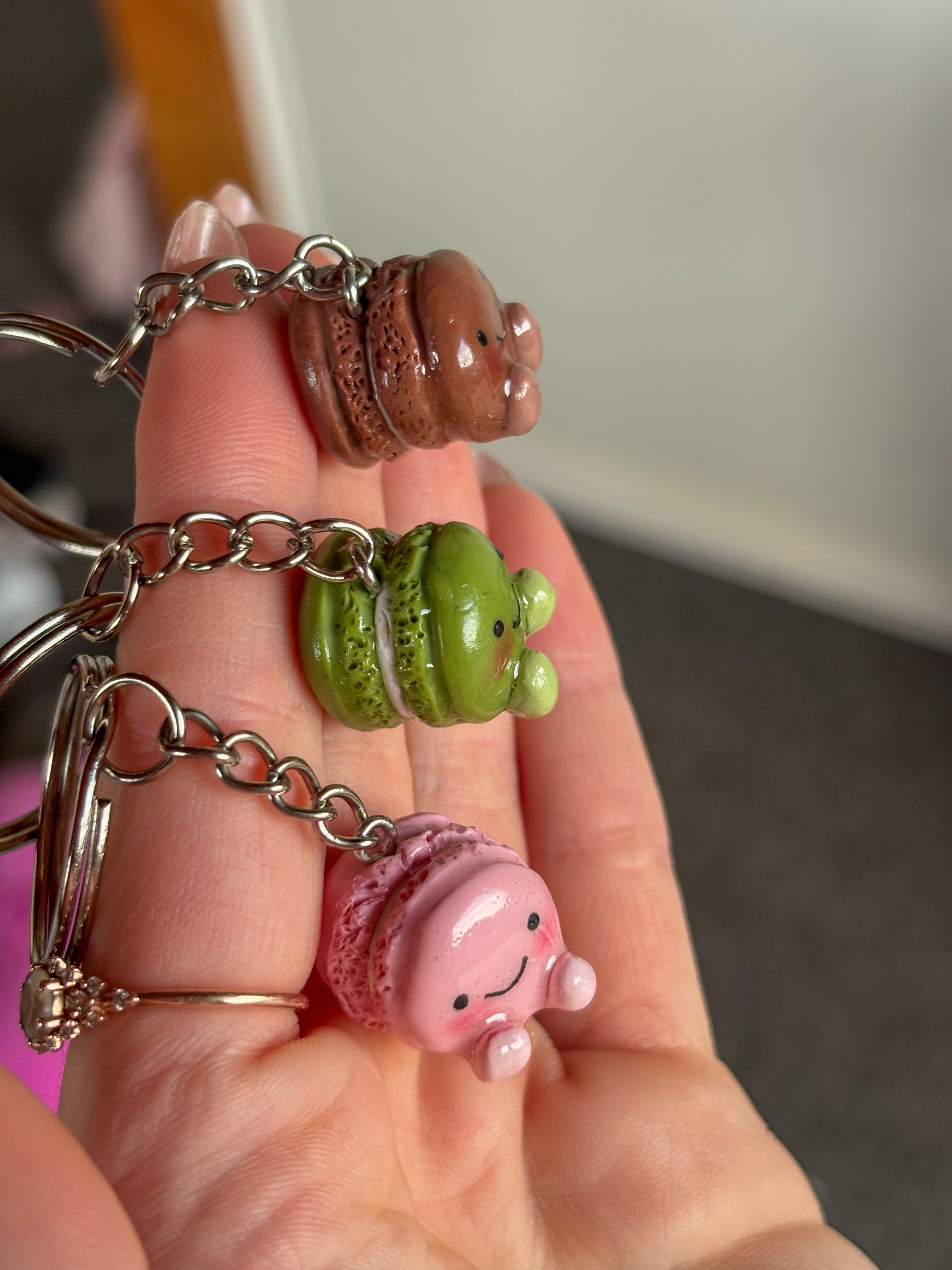 Chocolate Jellycat inspired macaron keyring