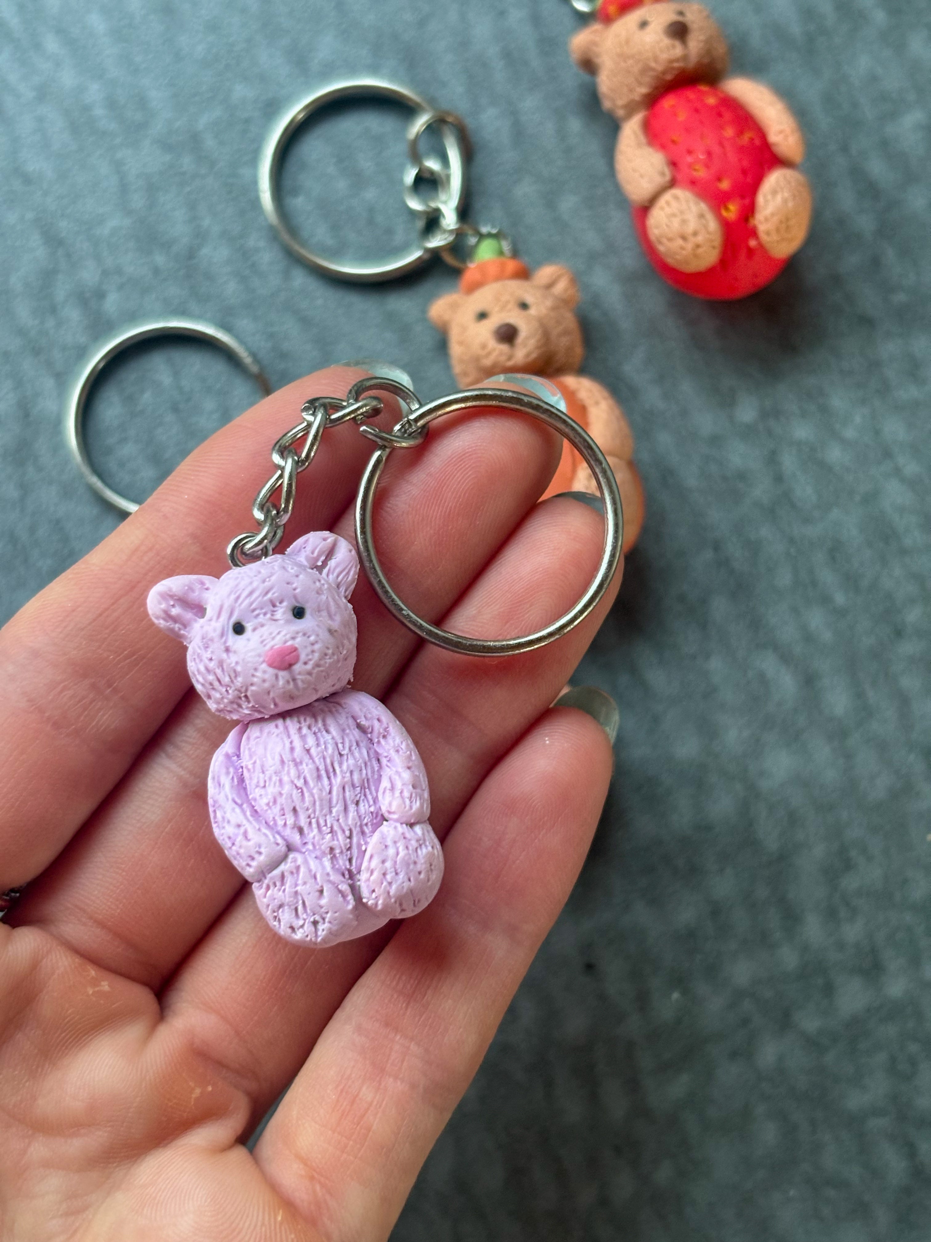 Textured pink Leola bear Jellycat inspired keyring