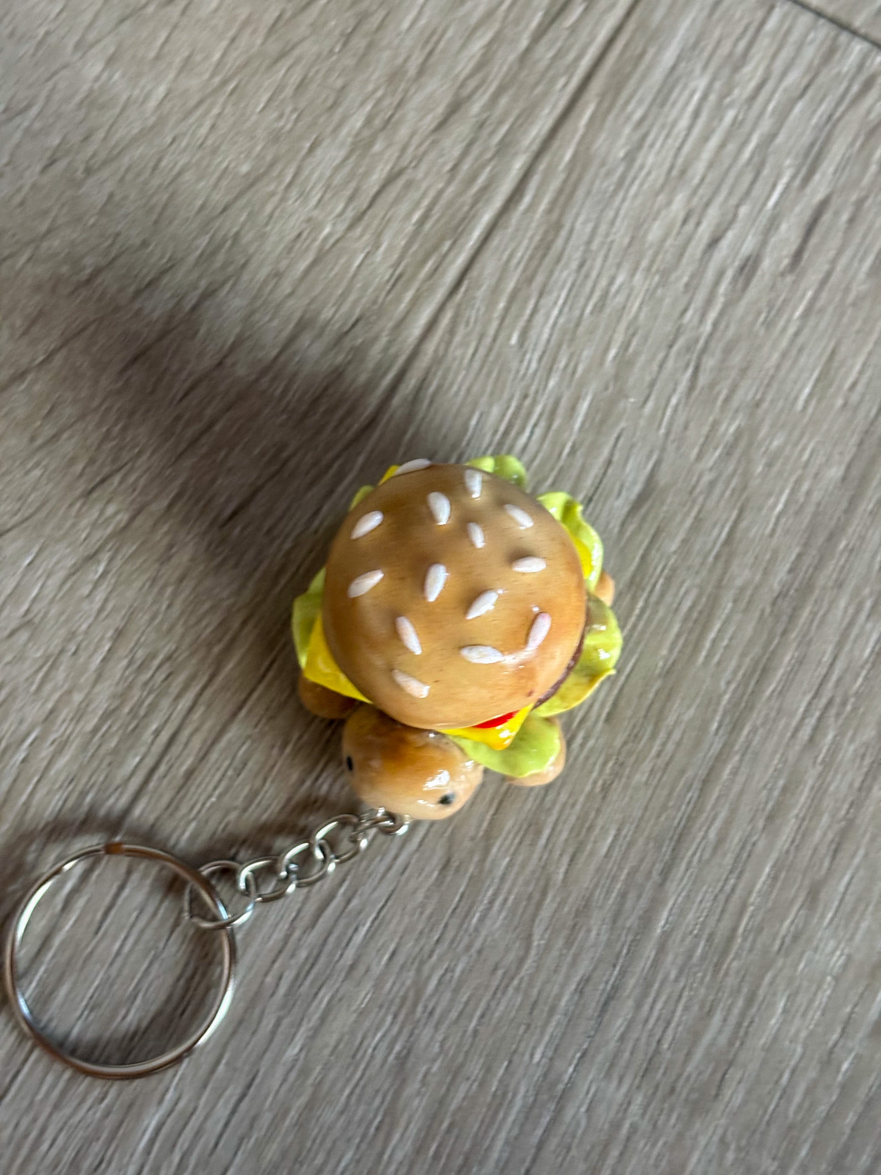 Hamburger turtle keychain