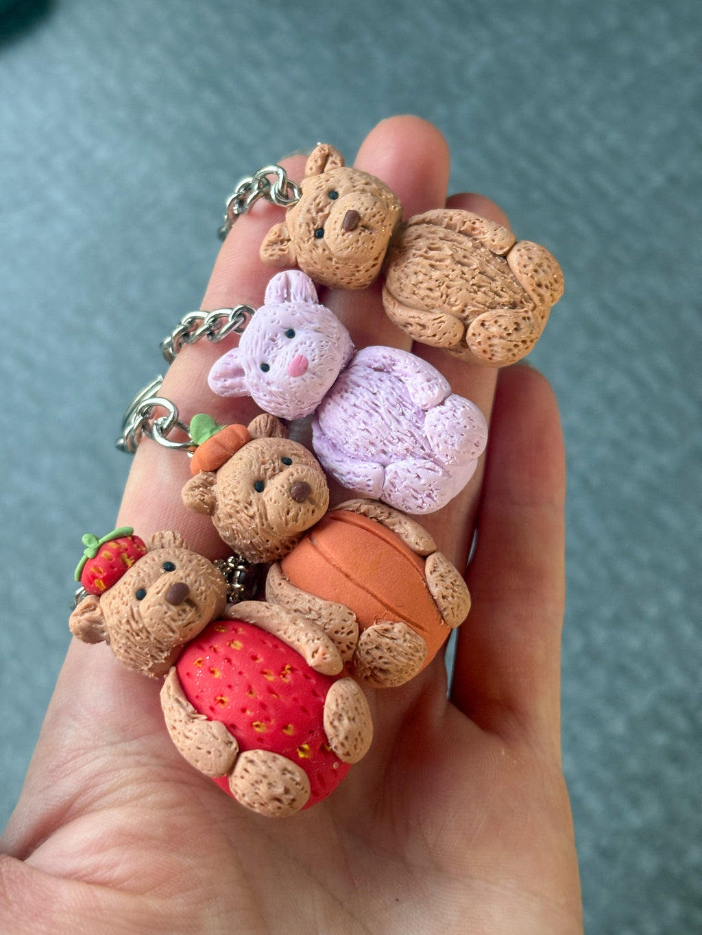 Textured bartholomew bear Jellycat inspired keychain