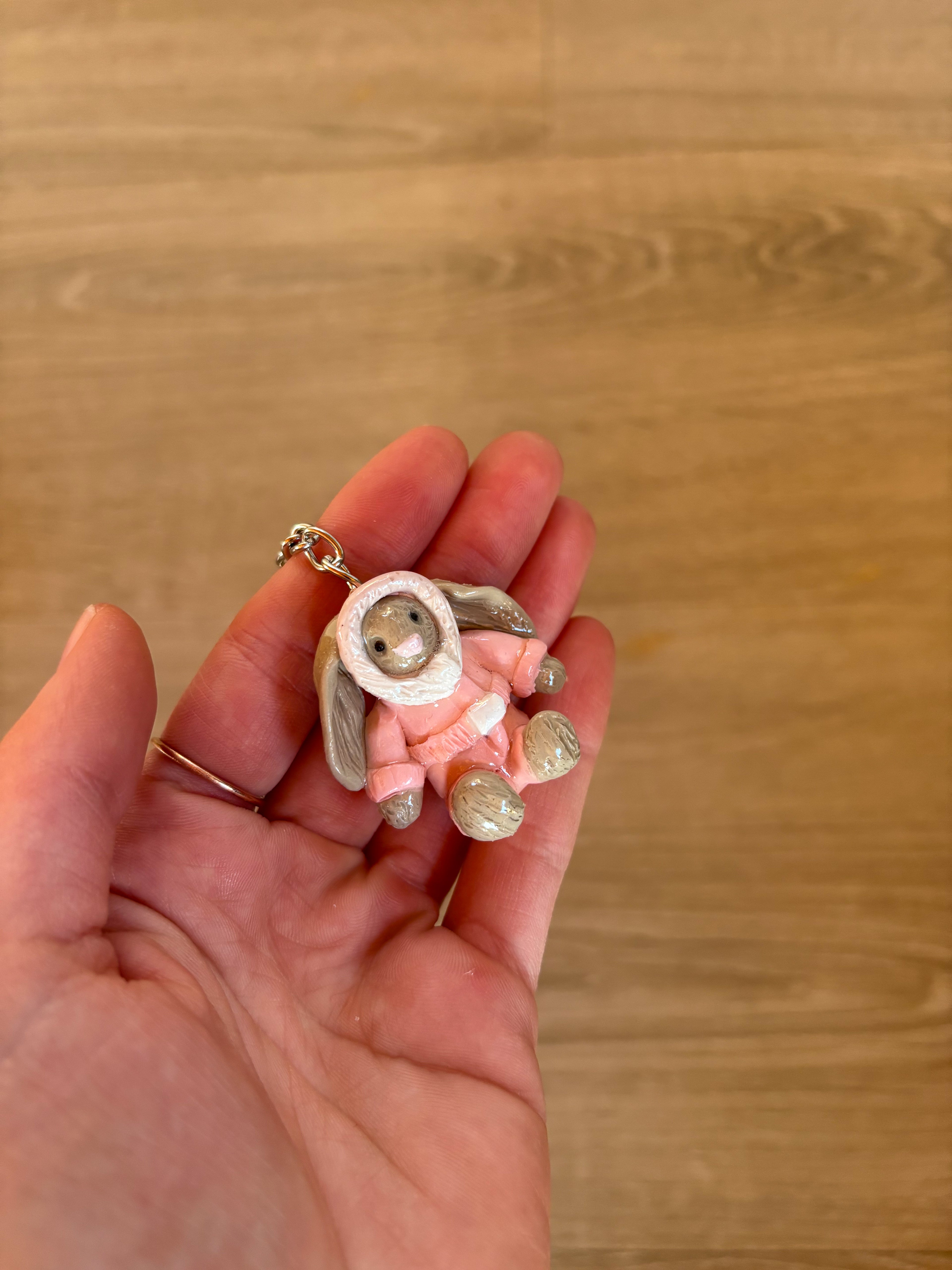 Jellycat inspired snowsuit bunny keyring
