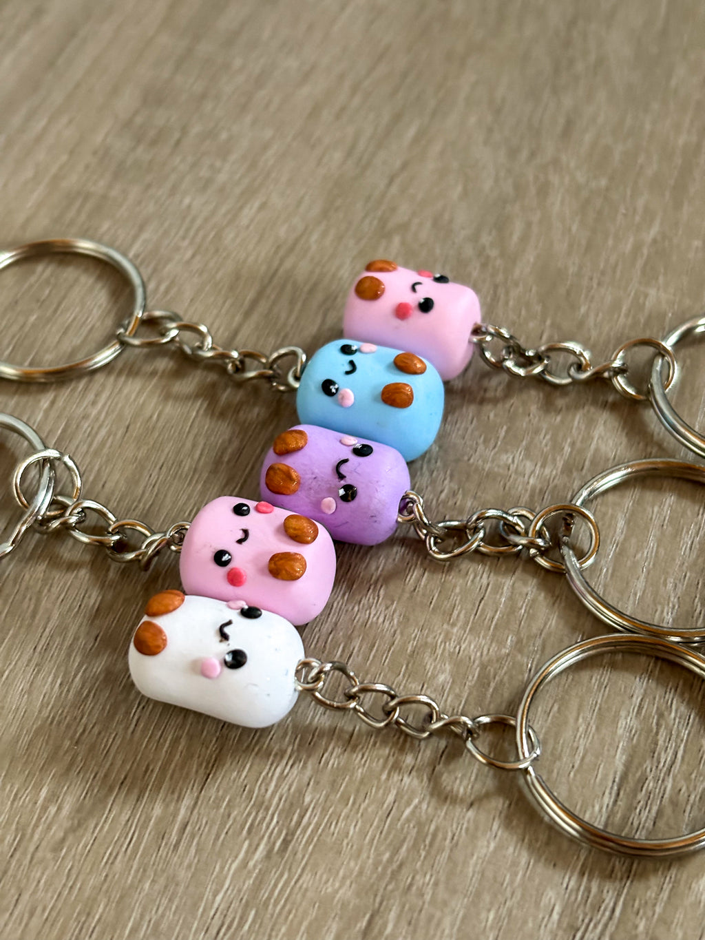 blue jellycat inspired non- resin marshmallow keyring