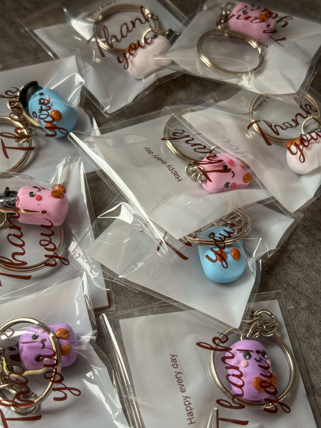 blue jellycat inspired non- resin marshmallow keyring